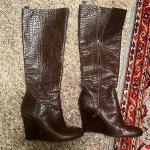 Tory Burch 8 1/2 brown wedge boot tall